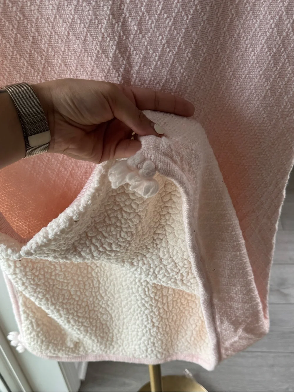 NWOT Pottery Barn Kids Pink Textured Knit Diamond Lattice Baby Blanket